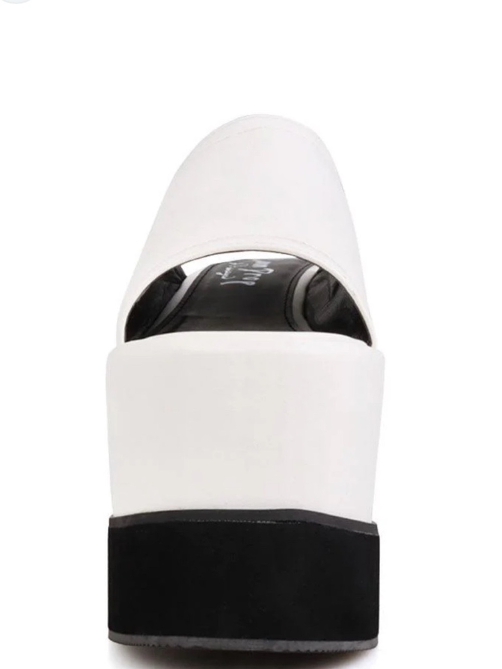 White Platform Slide with Black Sole - Women's Fashion Platform
